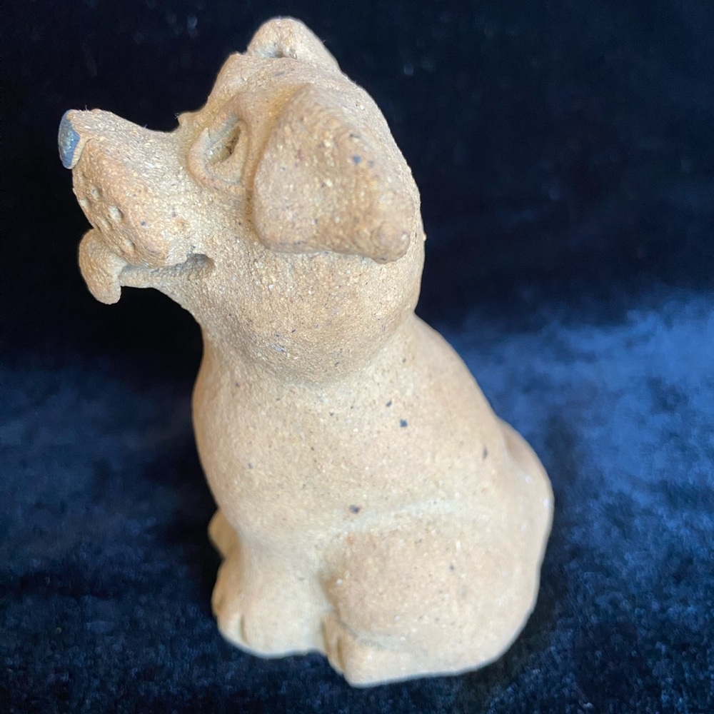 🩵 Adorable Handmade Clay Sand Textured Dog Puppy Figurine Sculpture - Picture 6 of 11